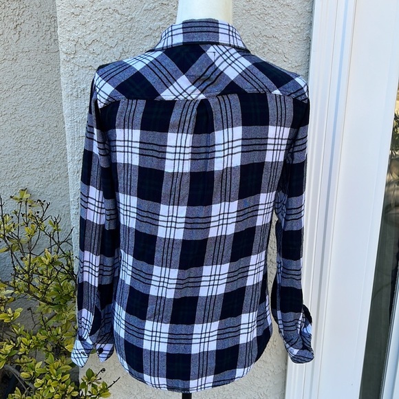Rails Blue/WhiteHunter Green Plaid Flannel Button up Shirt Women's Size S - Picture 7 of 10